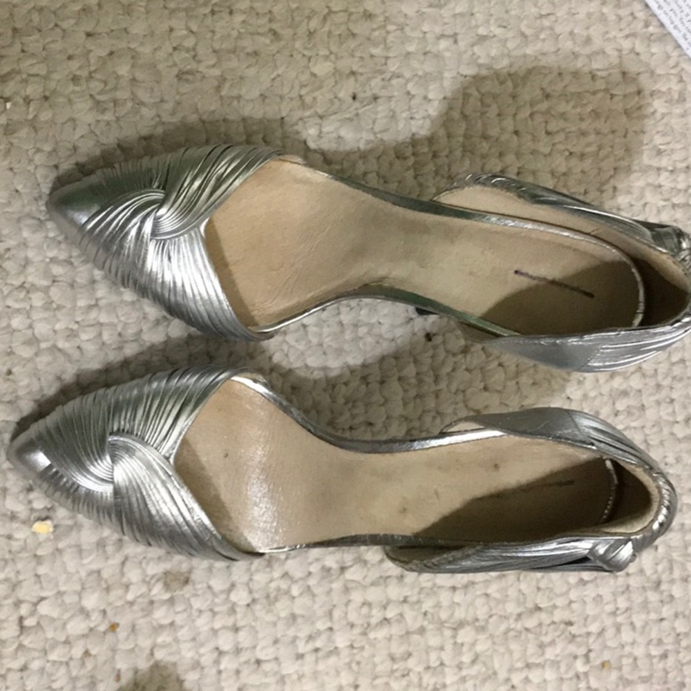 Silver stelletto shoes.  True to size